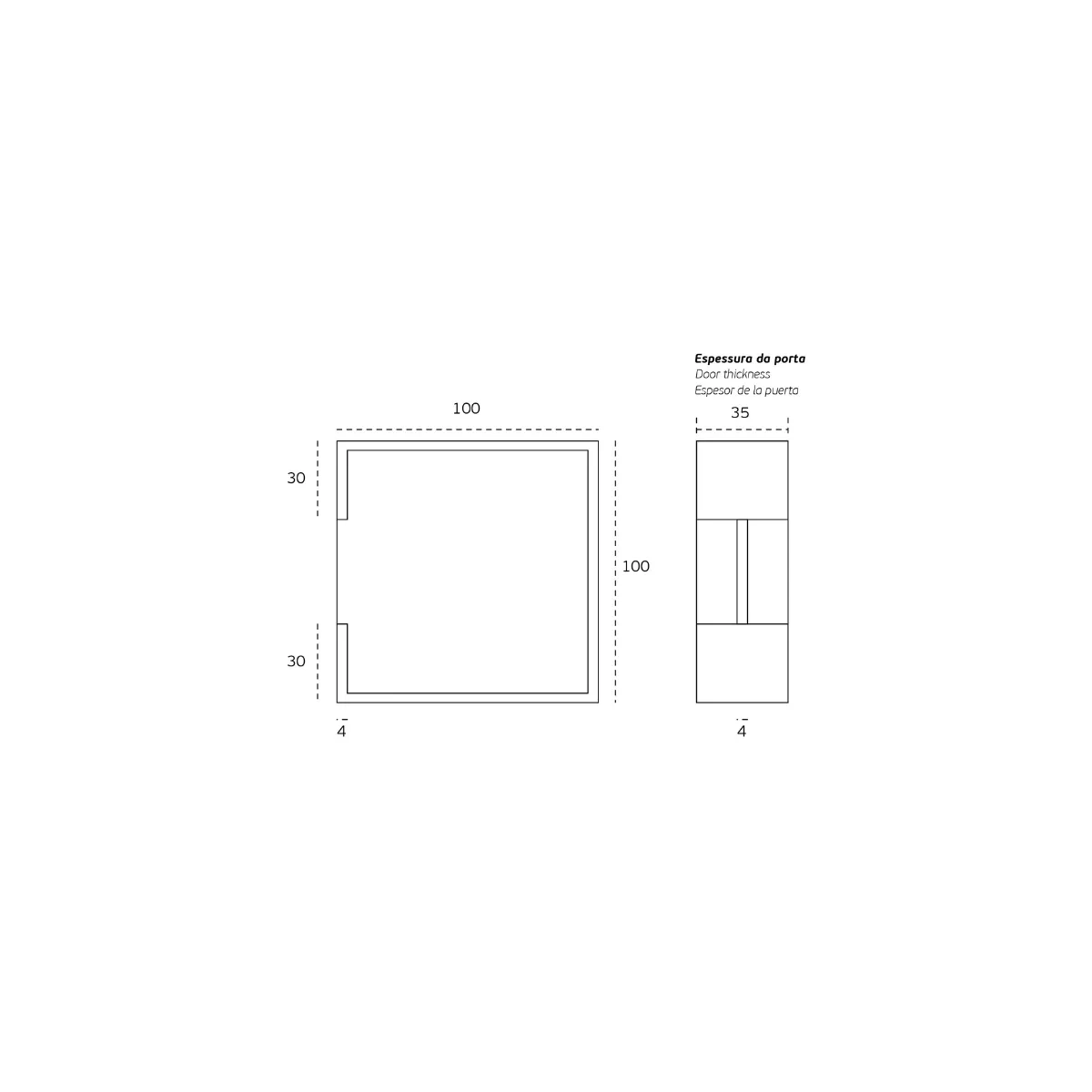 Concha de embutir para portas de correr 16.300